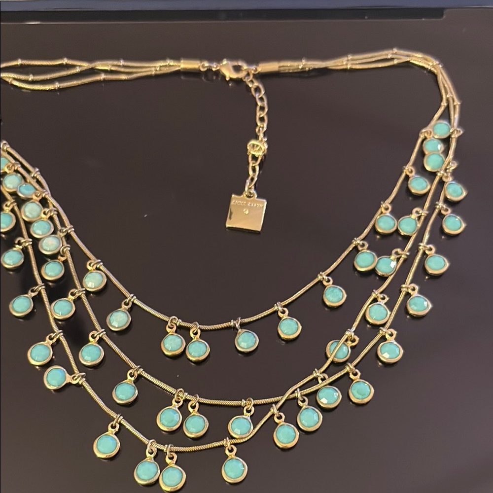 Anne Klein Gold and Green Multi-Layered Necklace